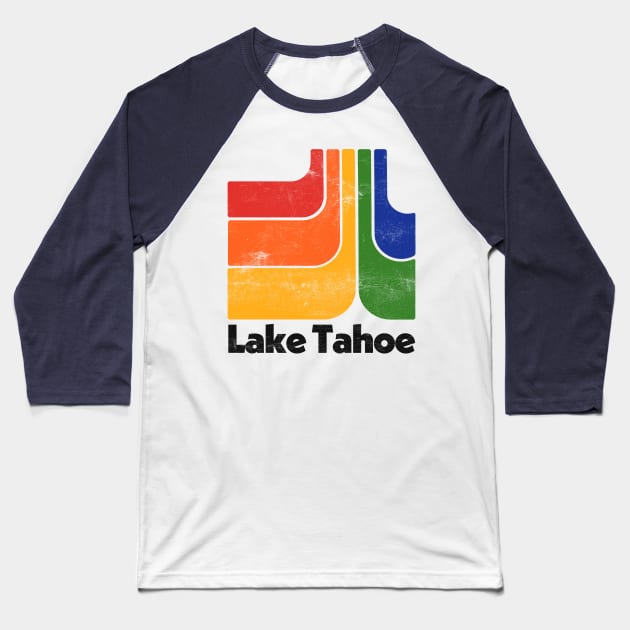 Lake Tahoe  // Original Minimalist Style Retro Graphic Design Baseball T-Shirt by DankFutura